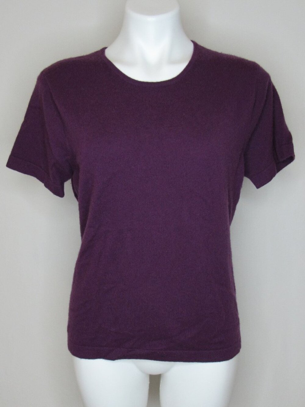 Pure Collection Purple Short Sleeve 100% Cashmere Sweater Women's 16